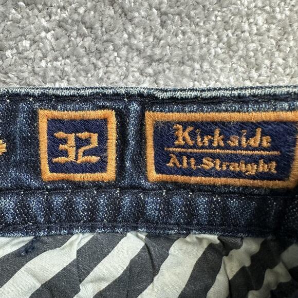 Rock Revival Jeans Mens 32x33 Blue Kirk Side Alt Straight Distressed Stitch - Picture 6 of 15